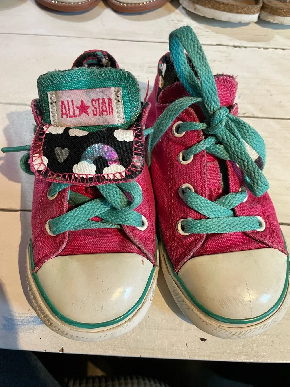 Converse Kids Canvas Sneakers - Pink with Teal Accents